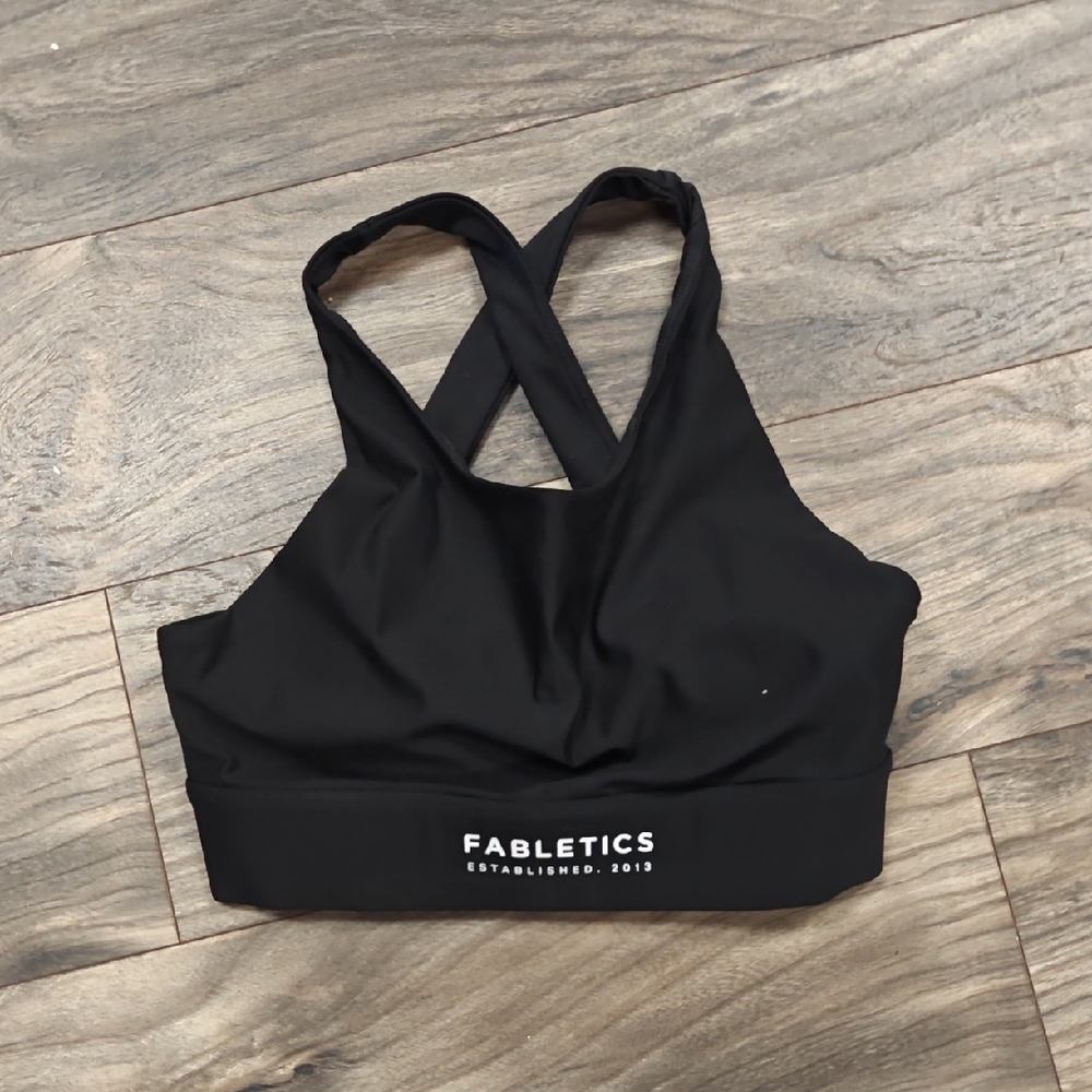 Fabletics Black Cross-Strap Sports Bra